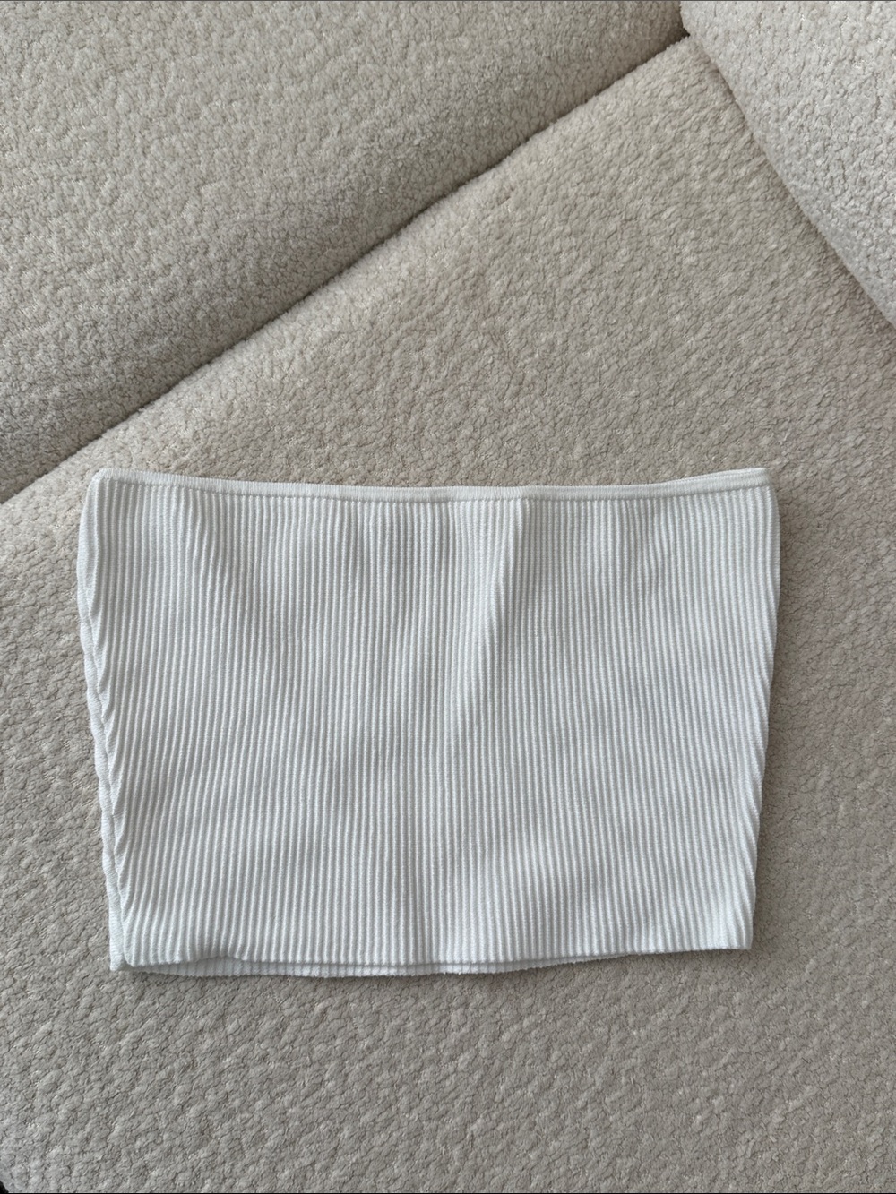 Babaton Cream Ribbed Mini Tube Skirt